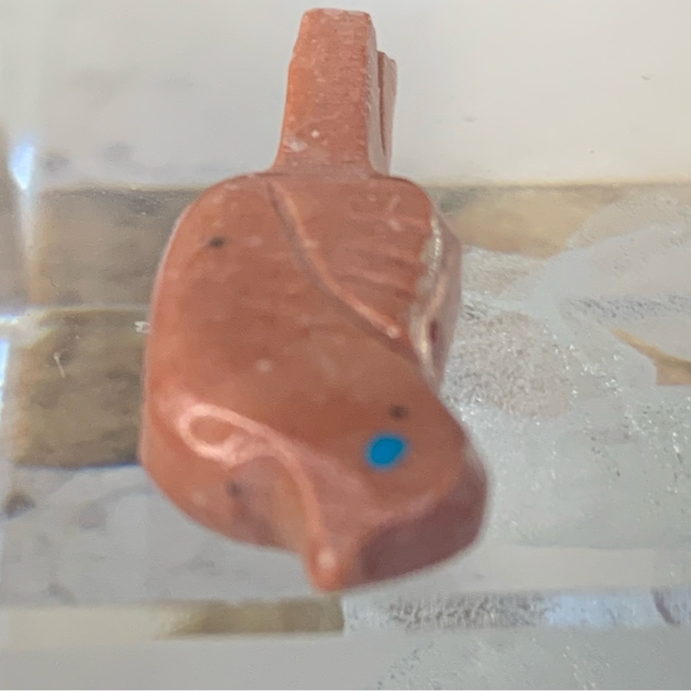 Zuni Style Bird Fetish Bead Drilled Pink Stone Native American Animal Carving 1" - Picture 9 of 13